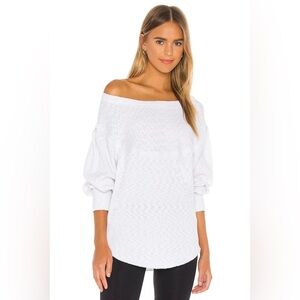 Free People We The Free OG Long Sleeve Top, ribbed off shoulder, oversized Small